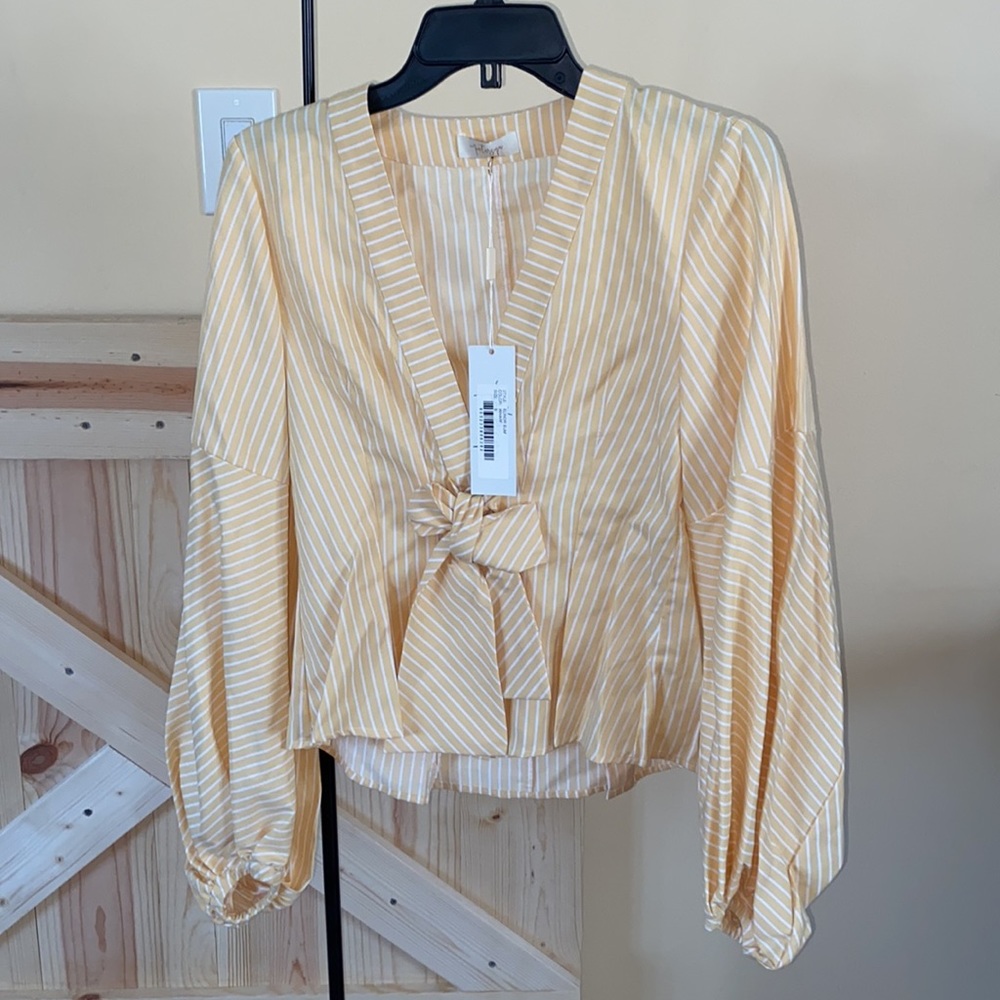 Petersyn Elinor Sum Long Sleeve Top Yellow Size Large Stripe - Picture 4 of 6